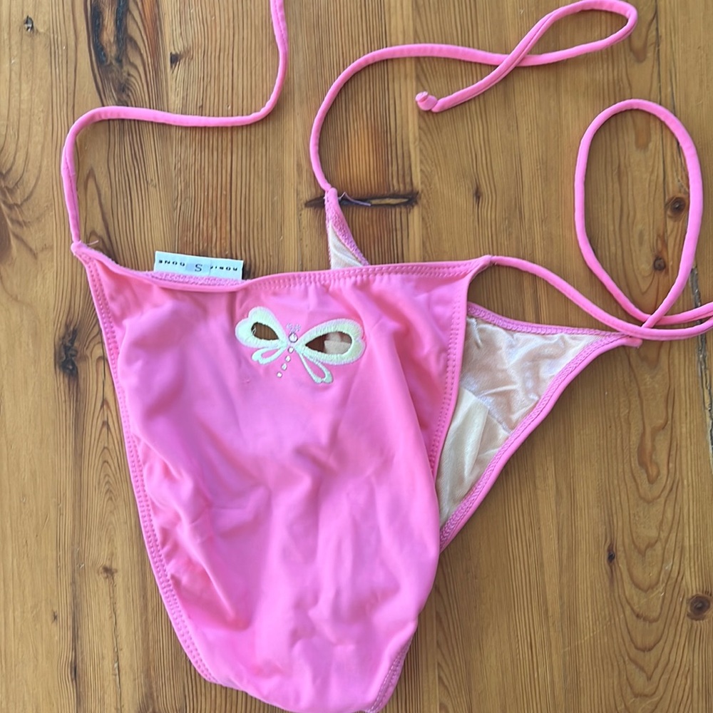 Brand New Pink Robin Piccone Swim Bikini Bottom, size S, Butterfly Cutout